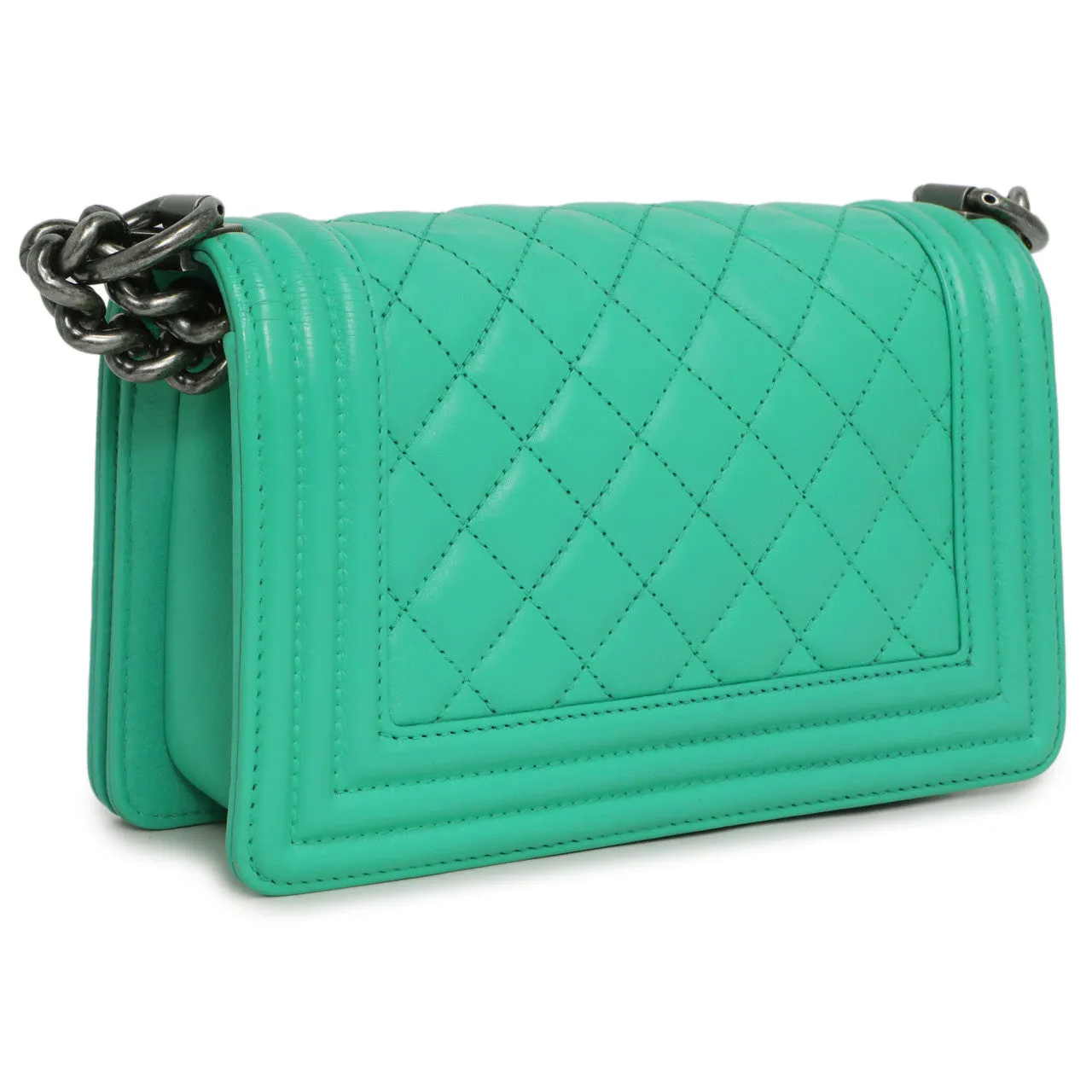 Chanel Green Calfskin Small Boy Bag
