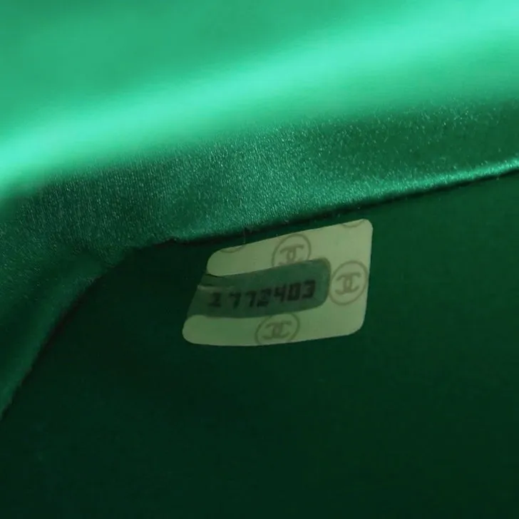 Chanel Green Satin Chain Flap Bag