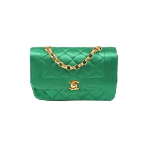Chanel Green Satin Chain Flap Bag