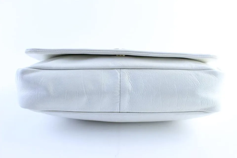 Chanel Jumbo White CC Logo Mosaic Chain Flap 228805a