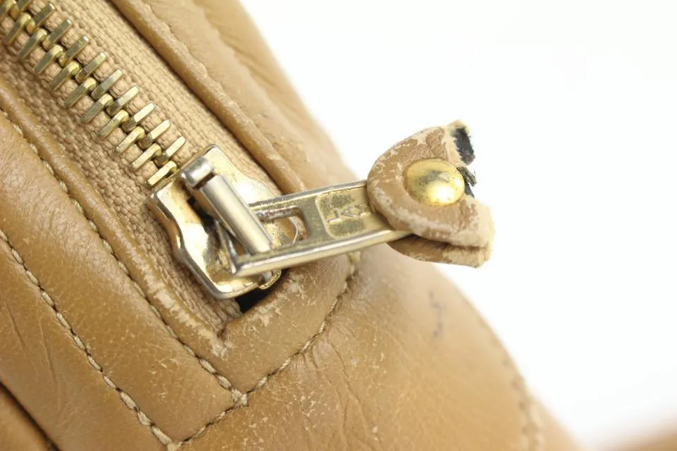 Chanel Light Brown Tan Quilted Leather Camera Bag 945cas416