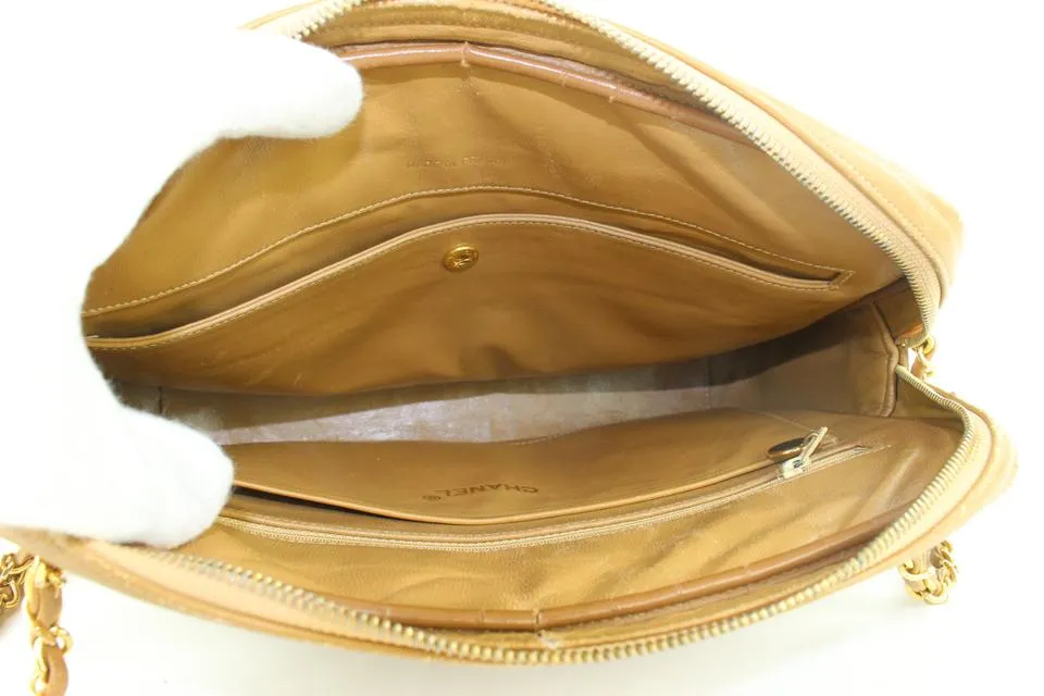 Chanel Light Brown Tan Quilted Leather Camera Bag 945cas416