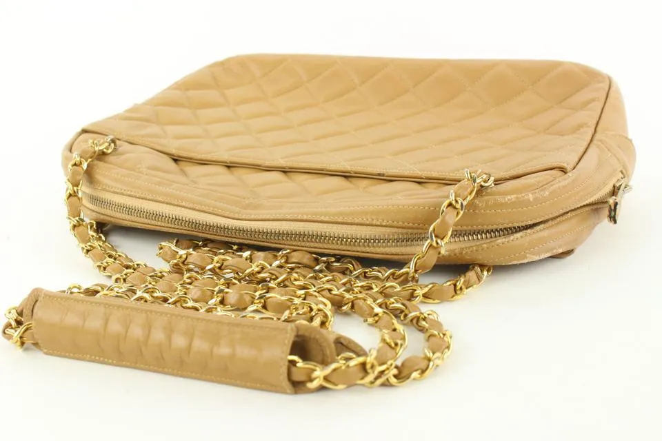 Chanel Light Brown Tan Quilted Leather Camera Bag 945cas416