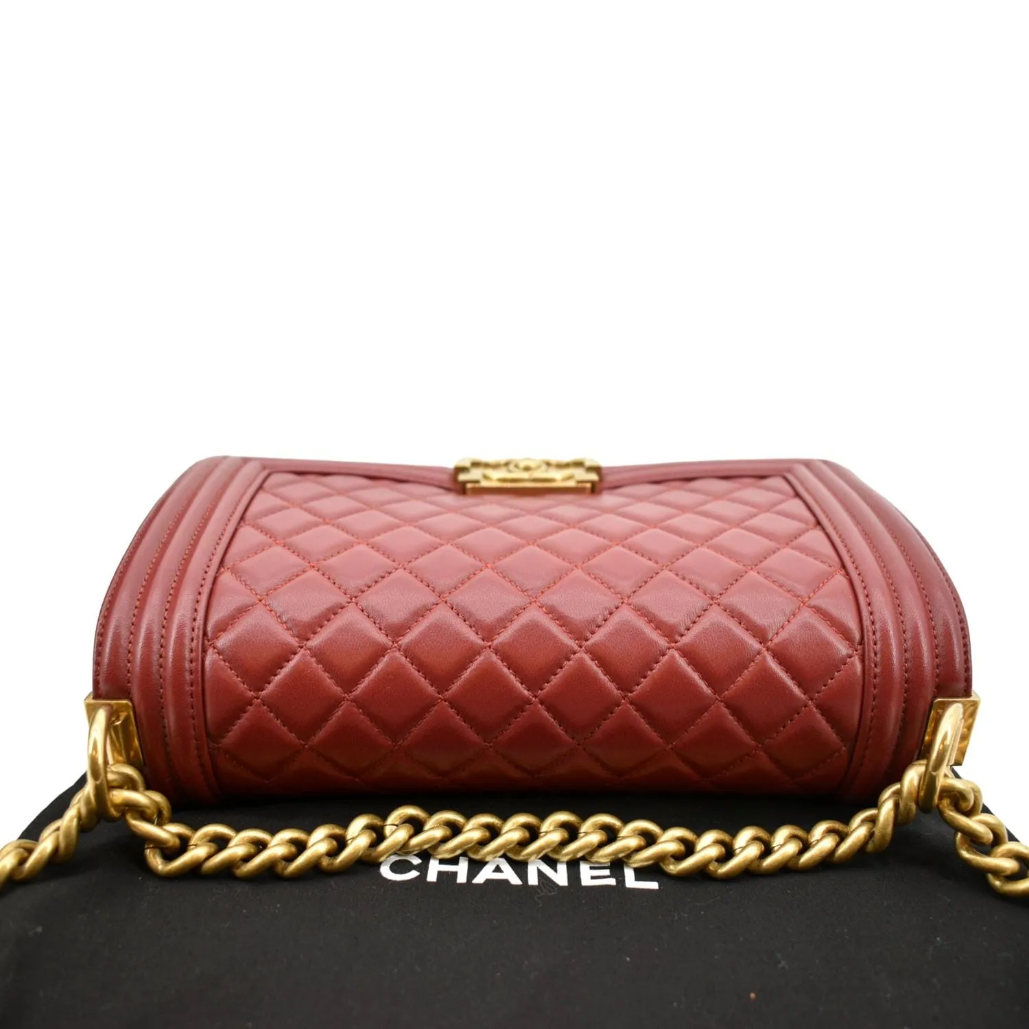 CHANEL Medium Boy Flap Calf Leather Shoulder Bag Red