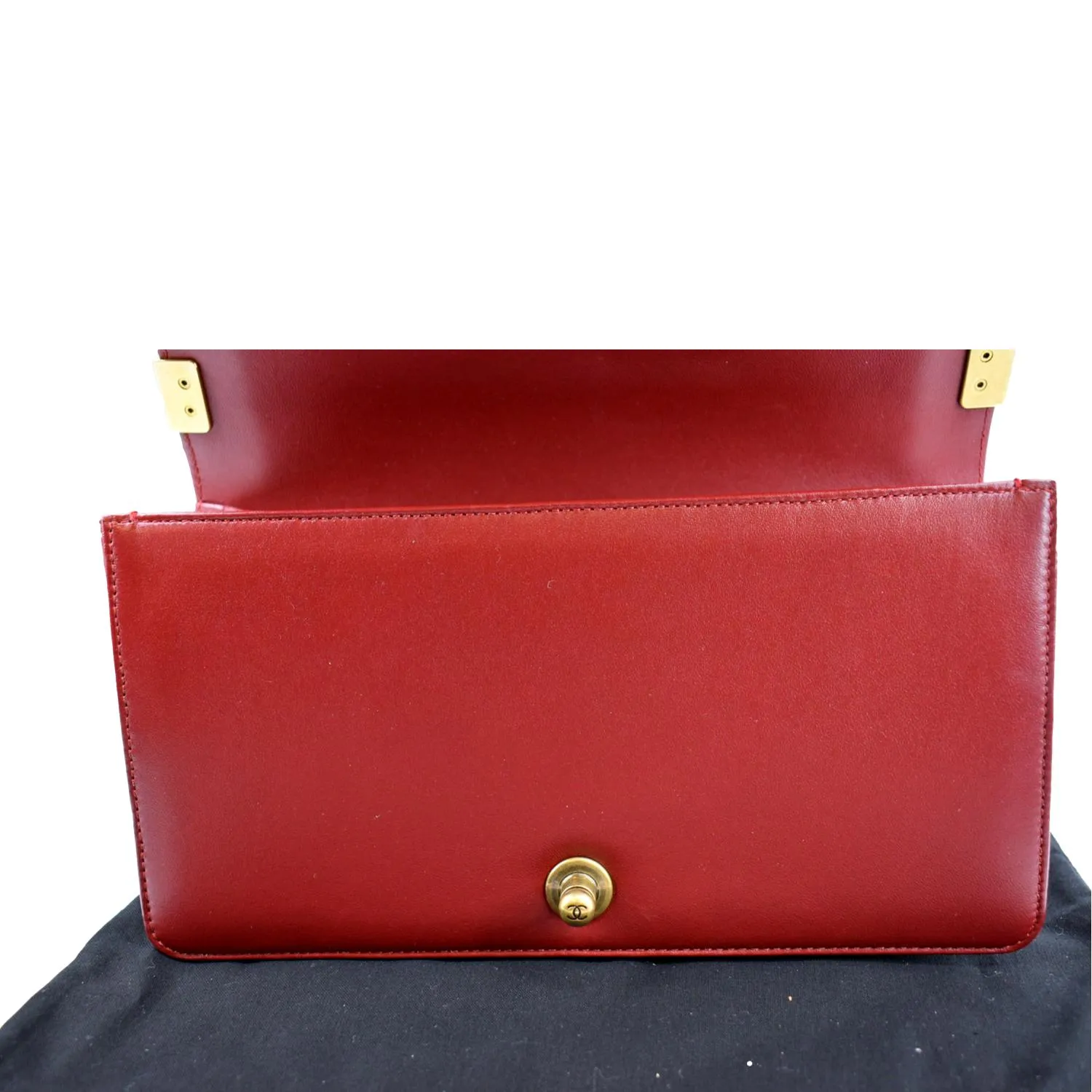 CHANEL Medium Boy Flap Calf Leather Shoulder Bag Red