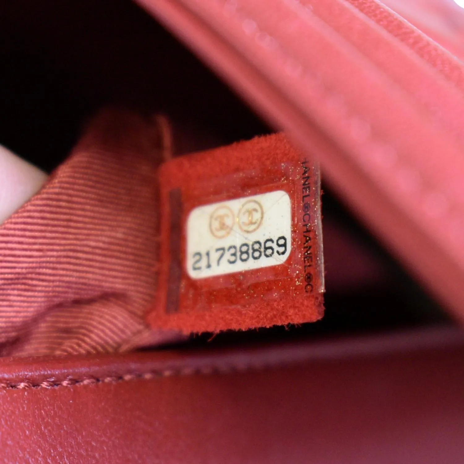 CHANEL Medium Boy Flap Calf Leather Shoulder Bag Red