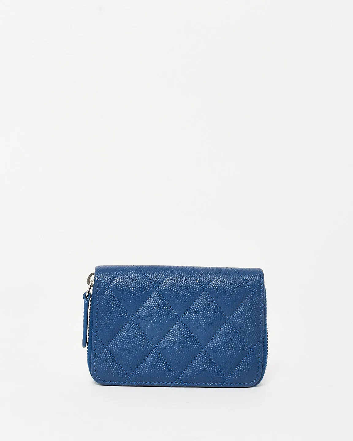 Chanel Navy Blue Caviar Leather Mini Zip Card Case