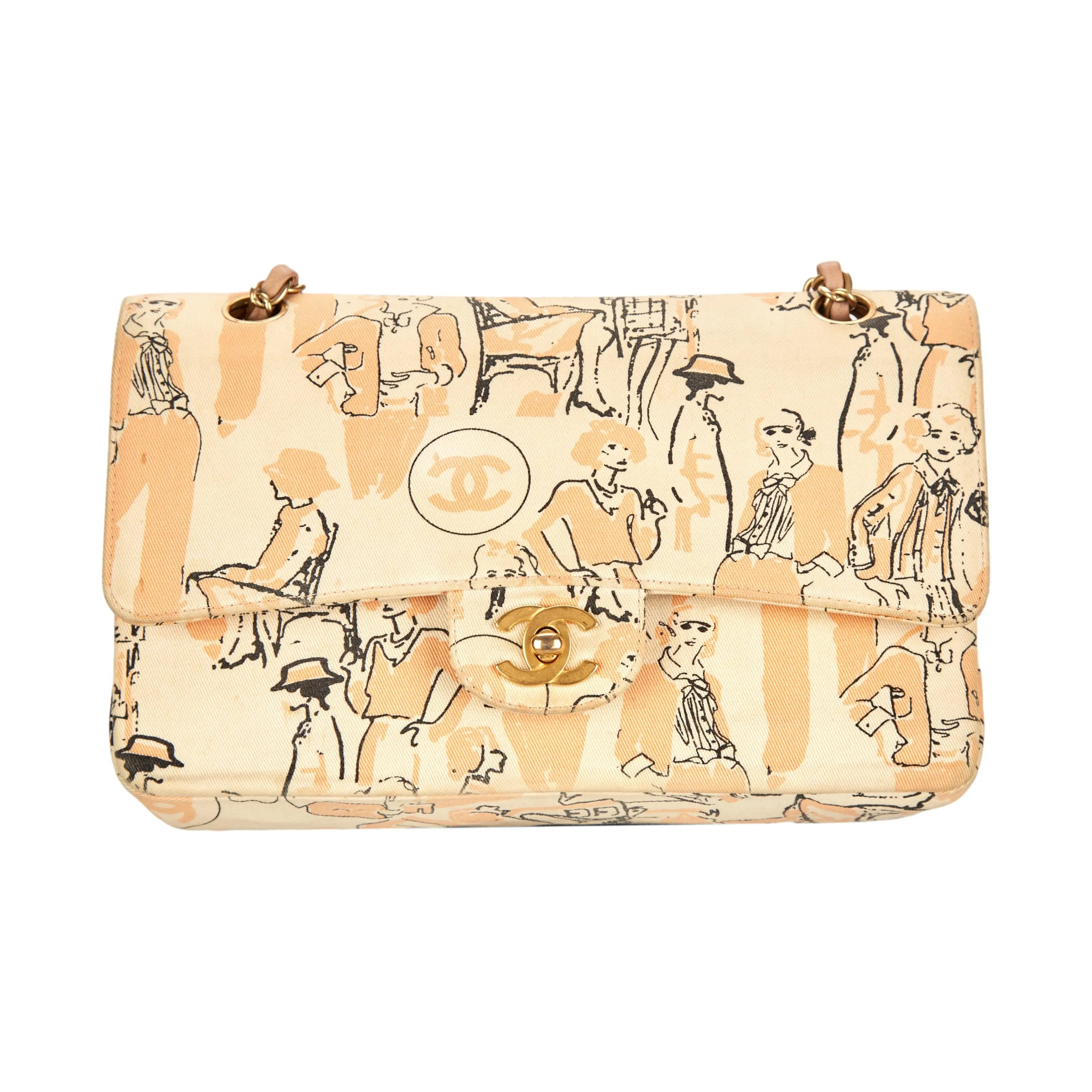 Chanel Peach Coco Print Flap Bag