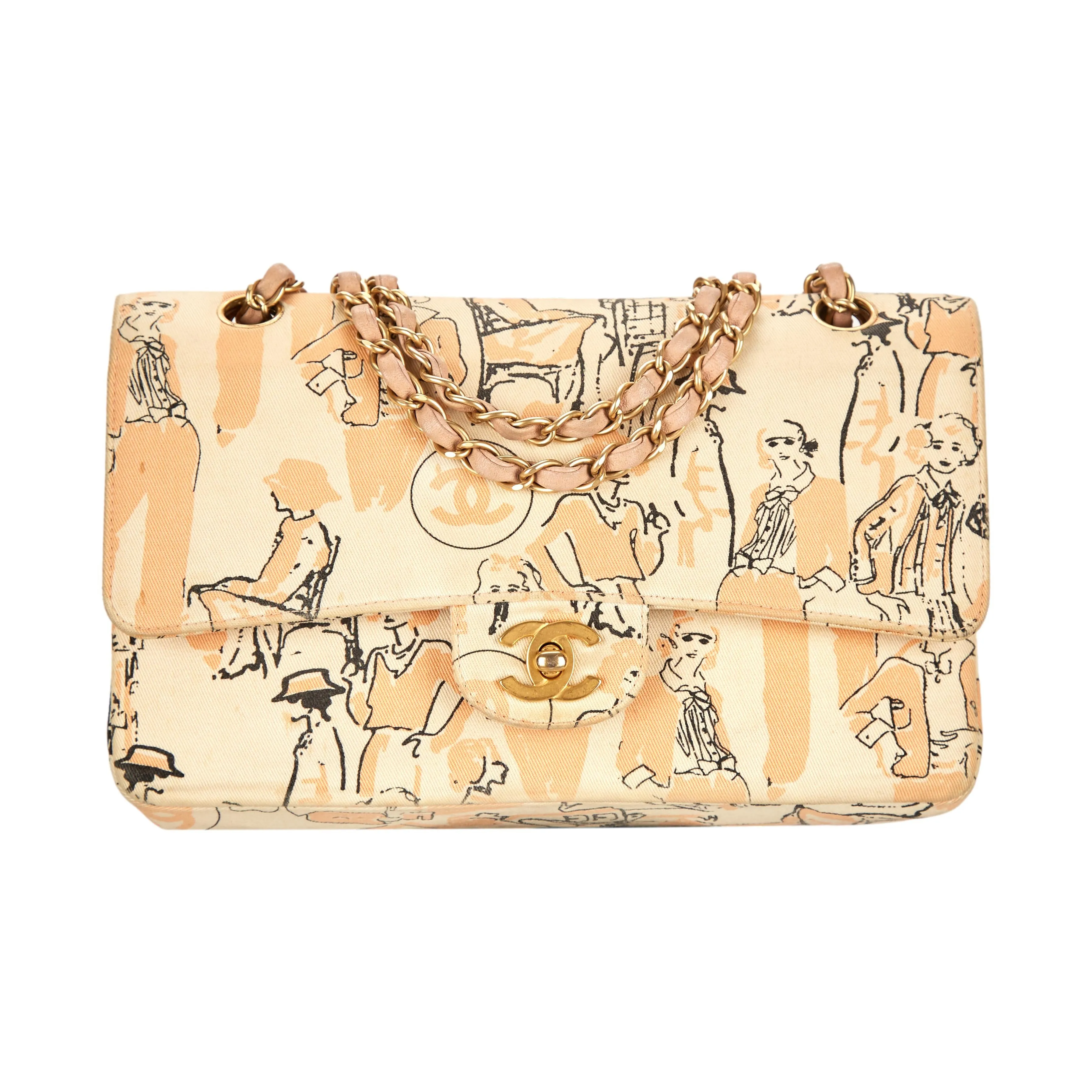Chanel Peach Coco Print Flap Bag