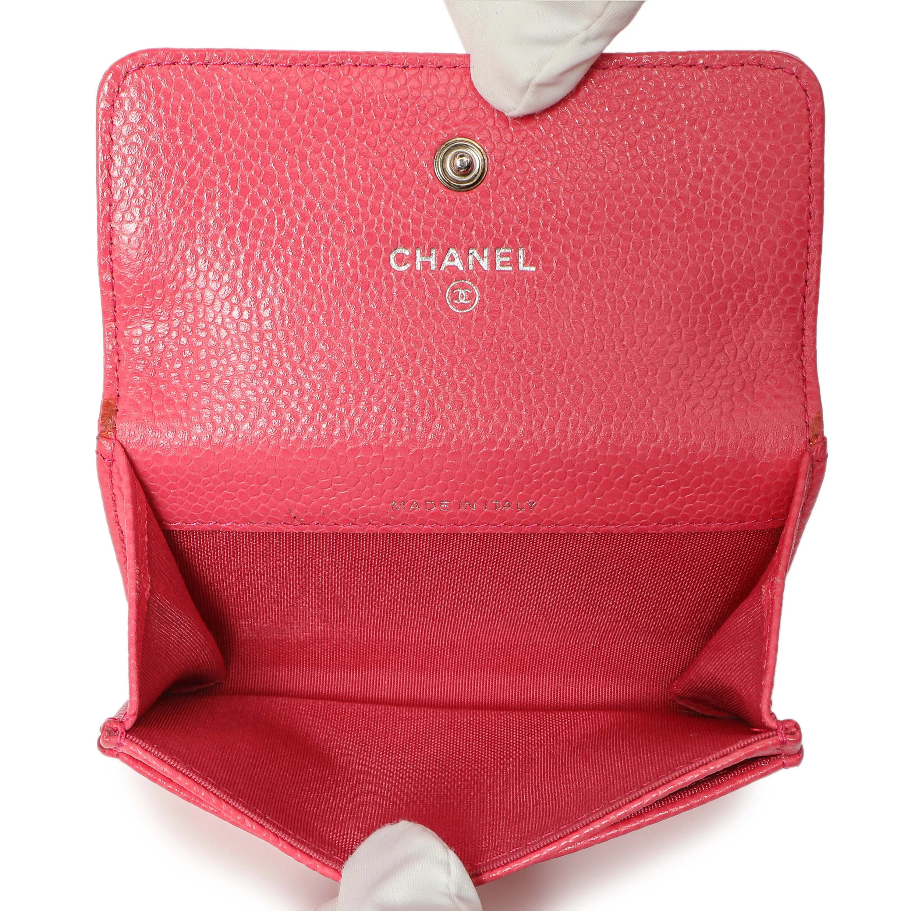 Chanel Pink Caviar Camellia Card Holder