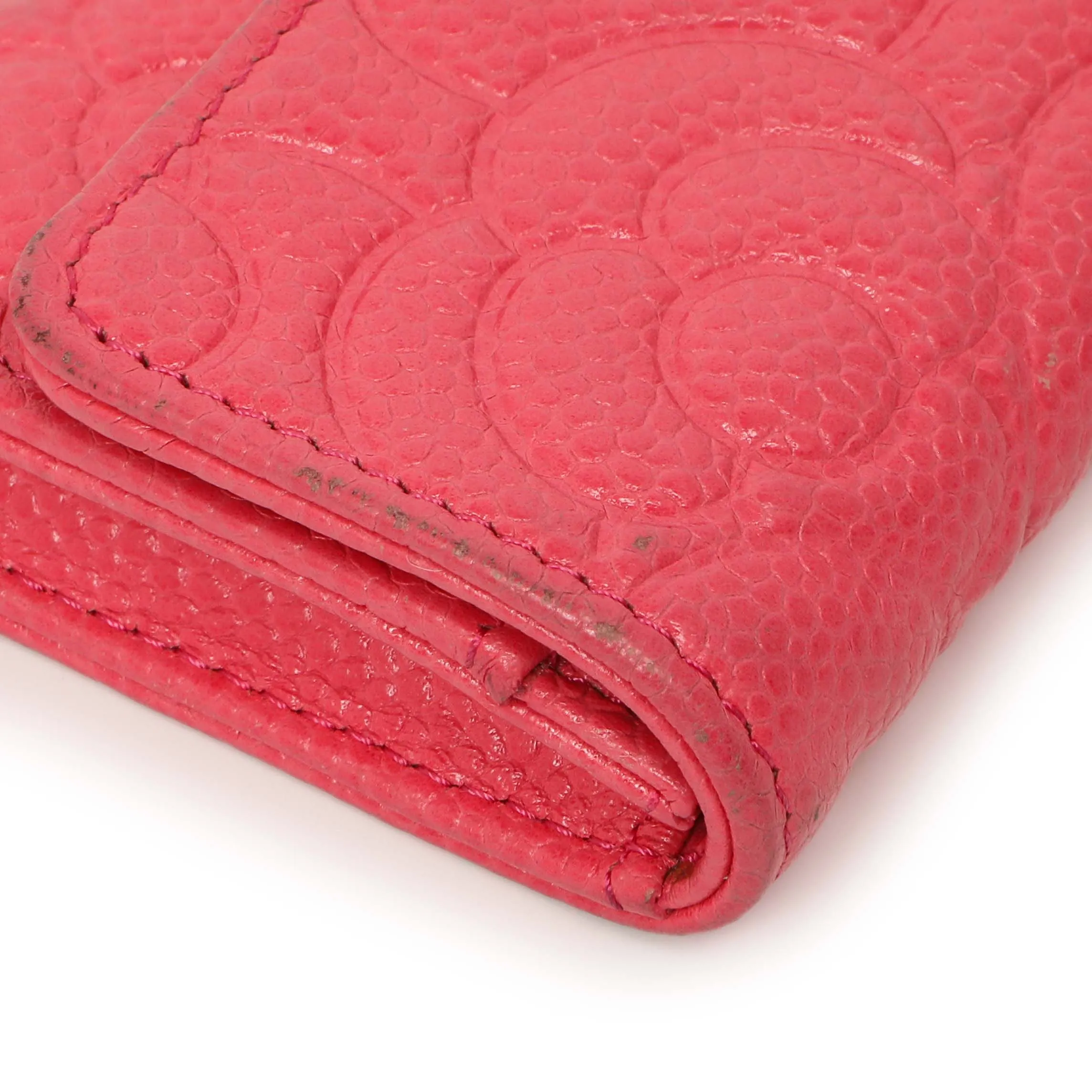 Chanel Pink Caviar Camellia Card Holder