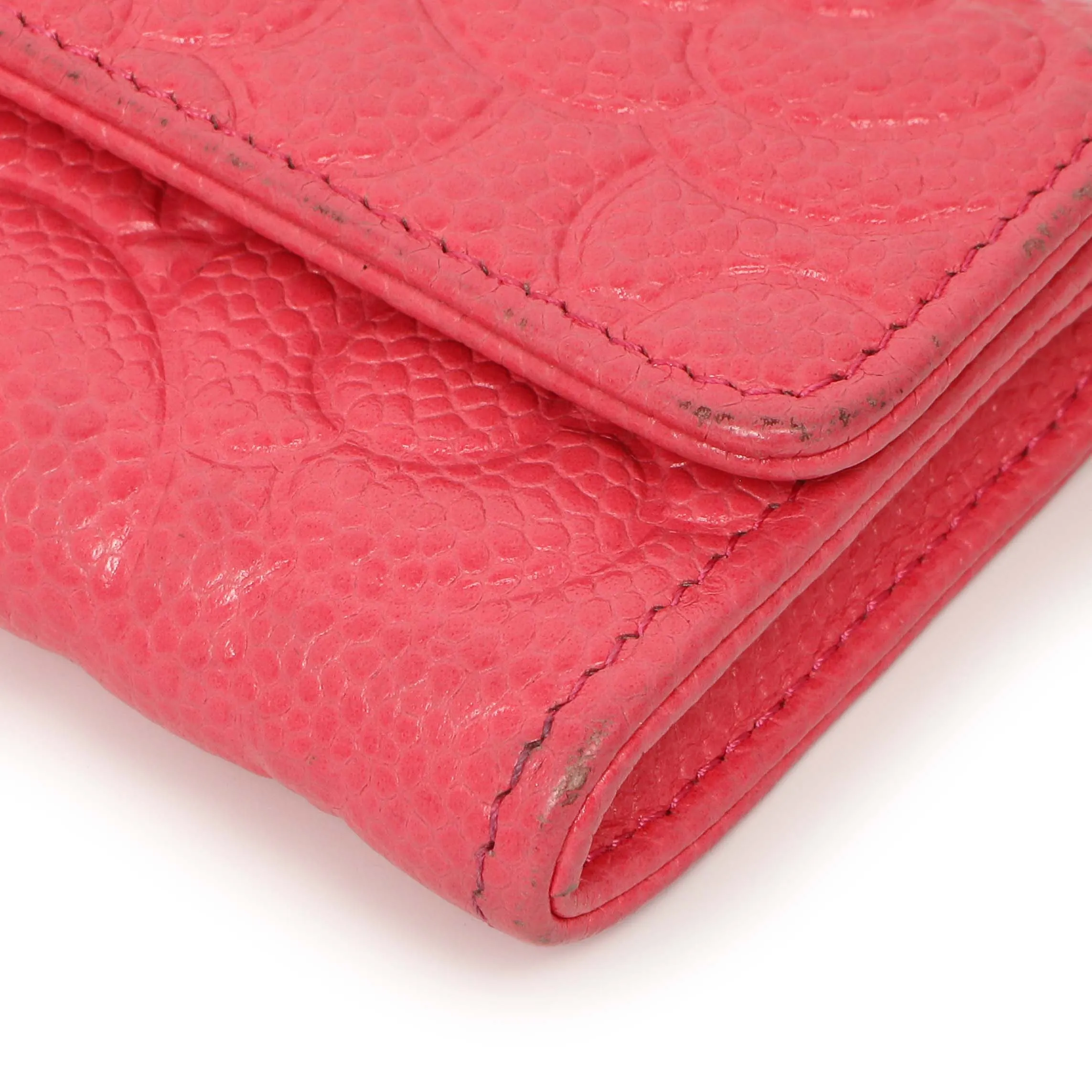 Chanel Pink Caviar Camellia Card Holder