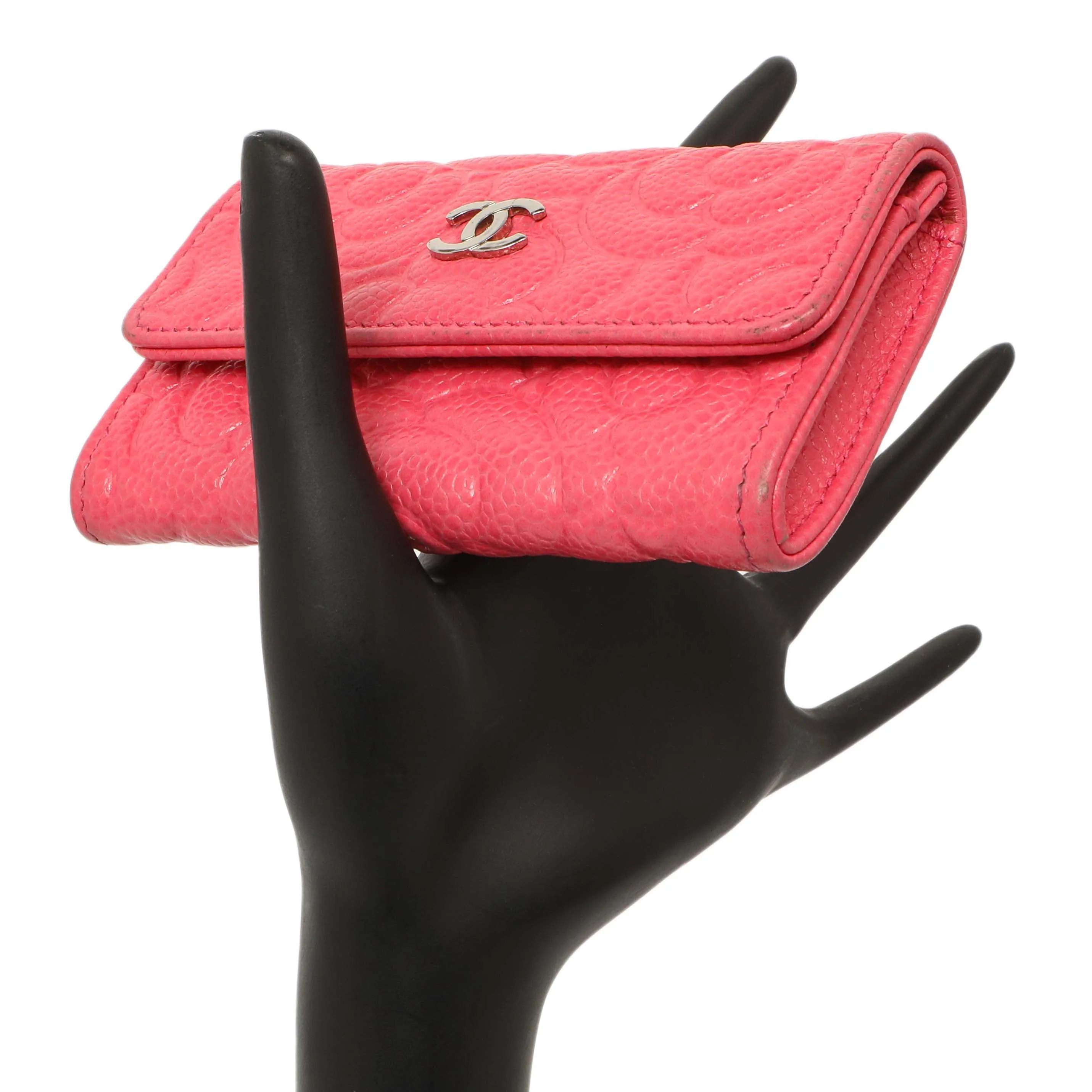 Chanel Pink Caviar Camellia Card Holder