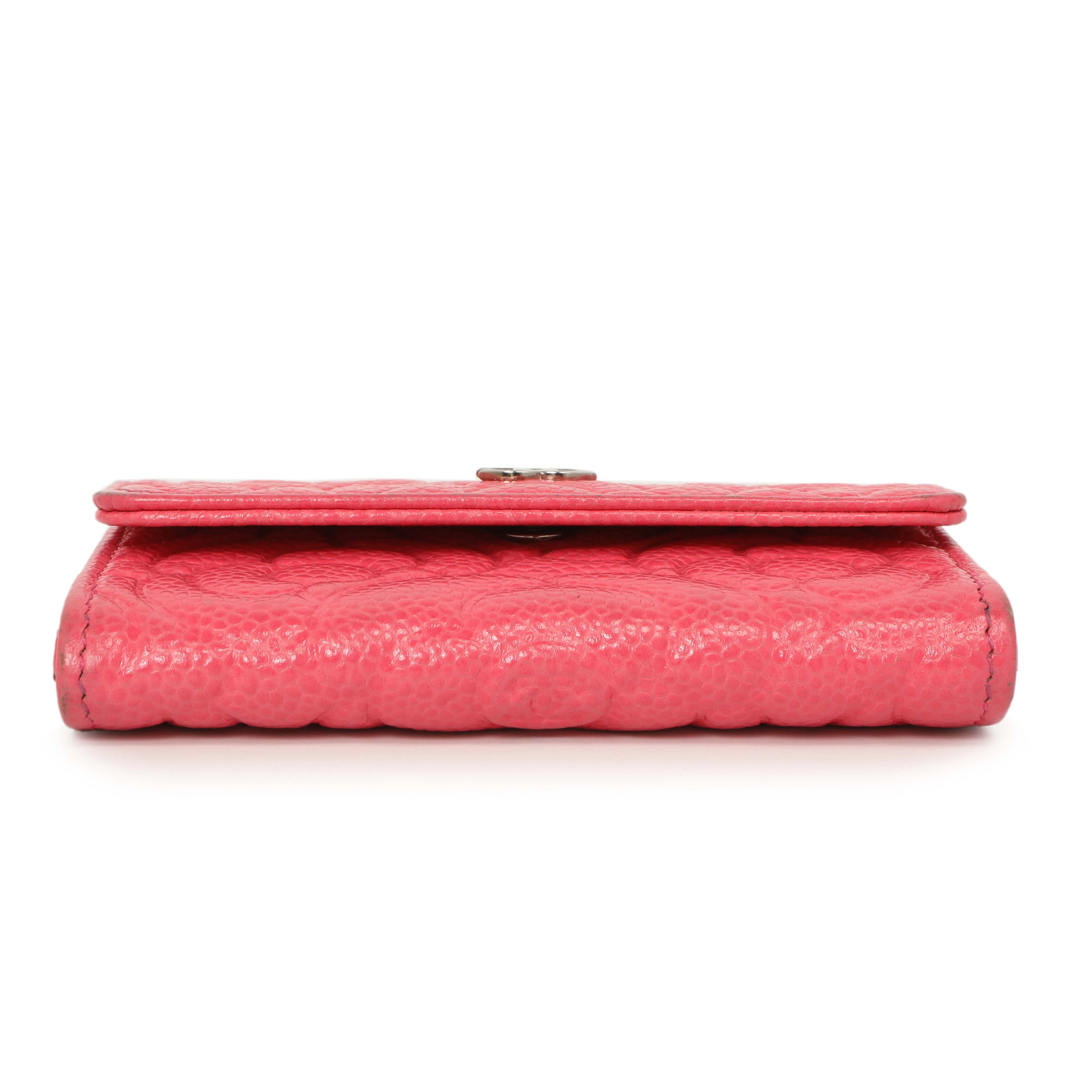 Chanel Pink Caviar Camellia Card Holder