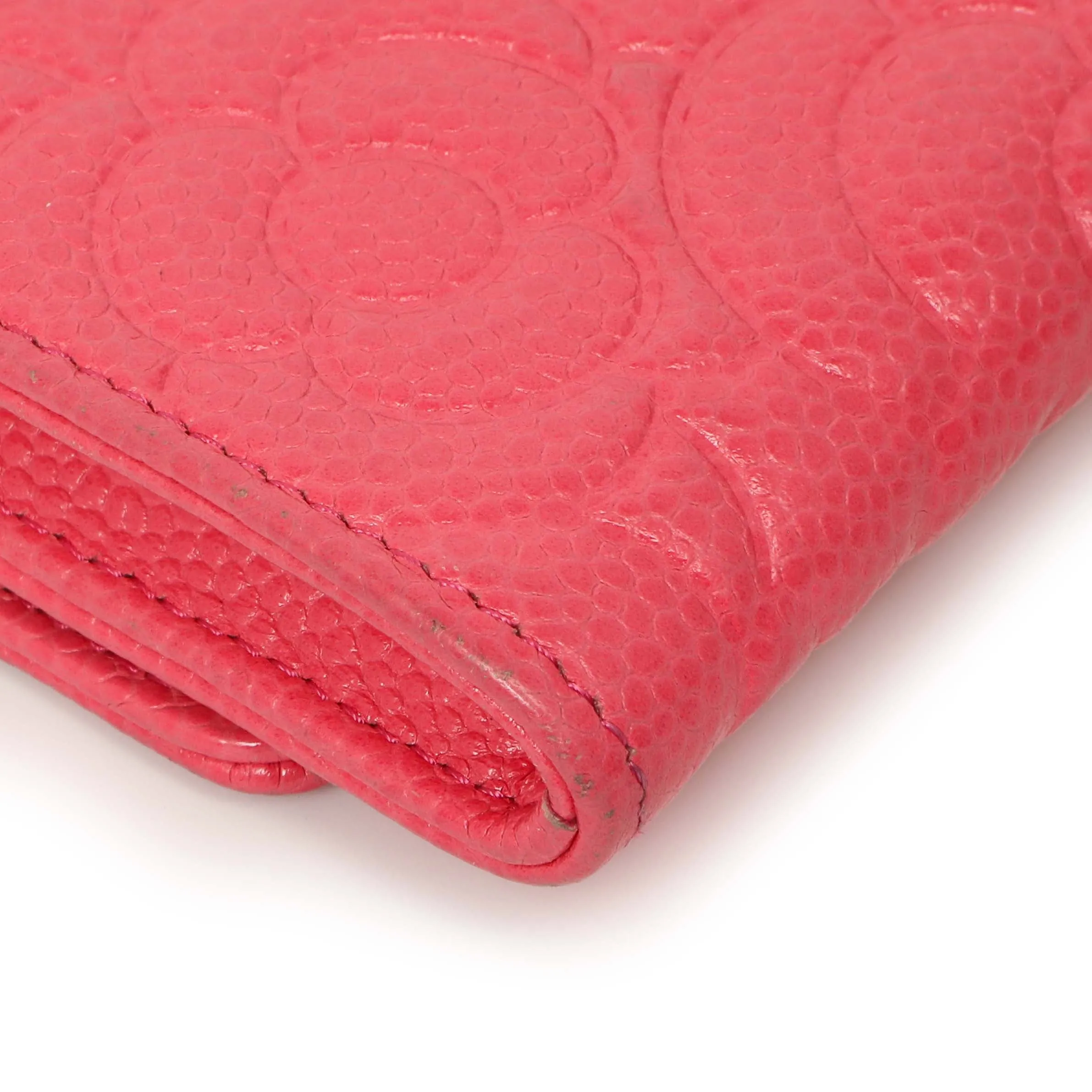 Chanel Pink Caviar Camellia Card Holder