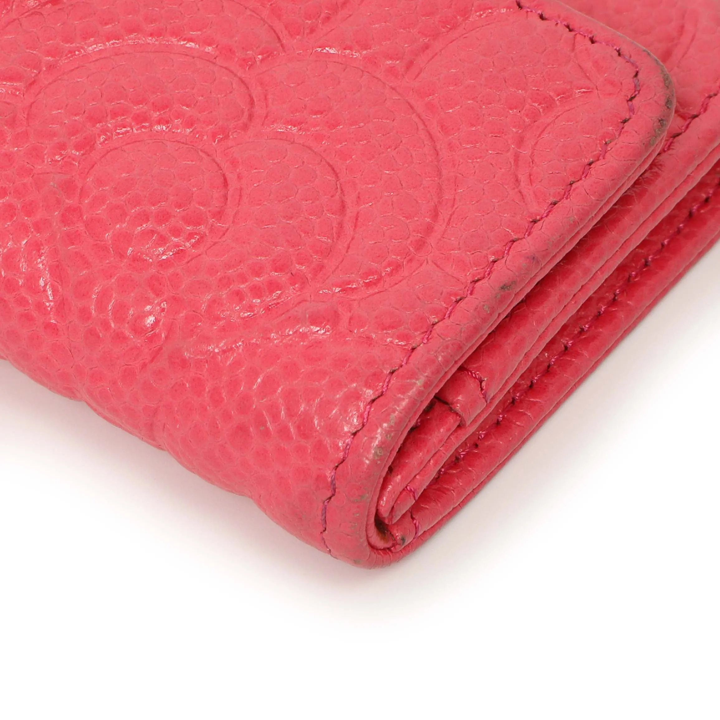 Chanel Pink Caviar Camellia Card Holder