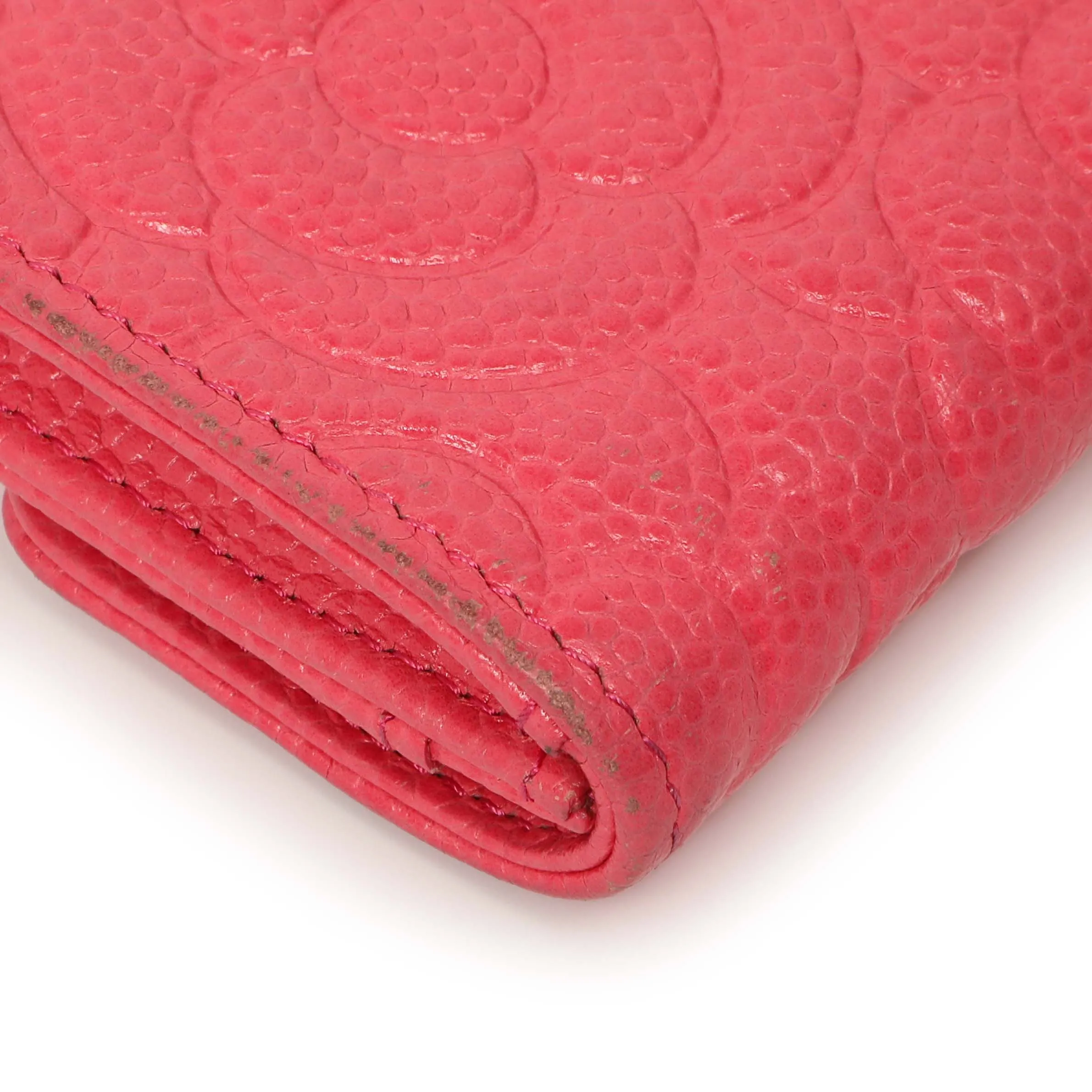 Chanel Pink Caviar Camellia Card Holder
