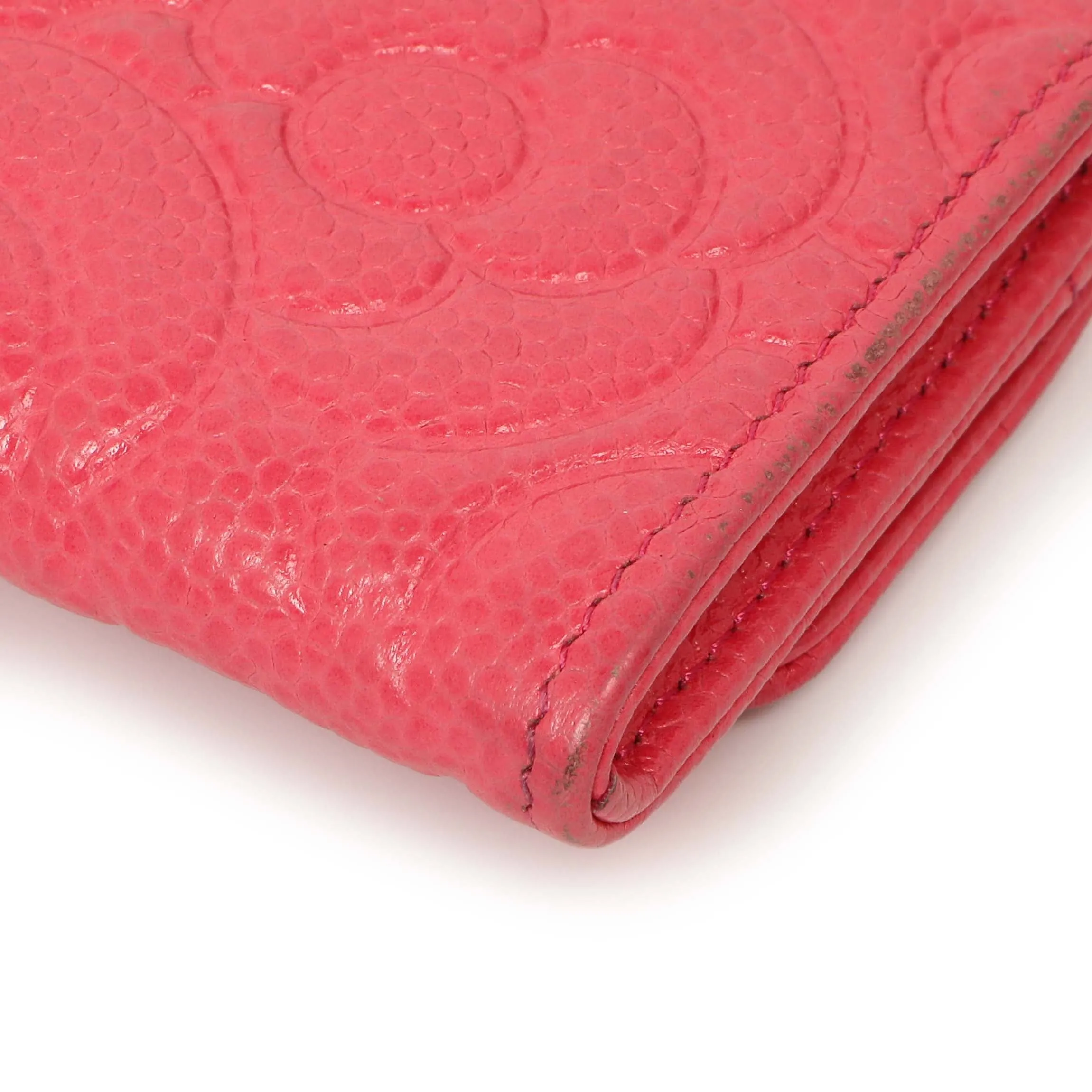 Chanel Pink Caviar Camellia Card Holder