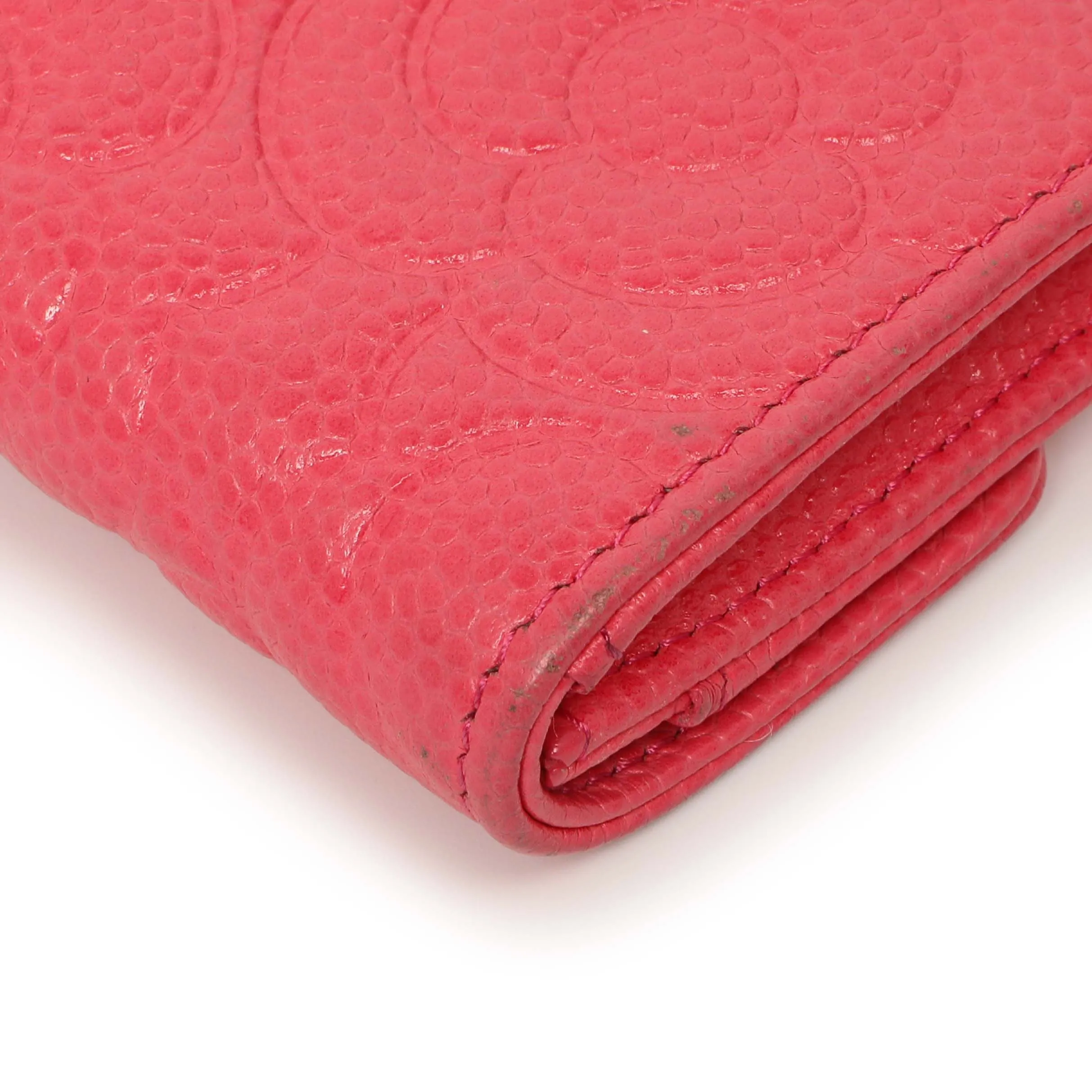 Chanel Pink Caviar Camellia Card Holder