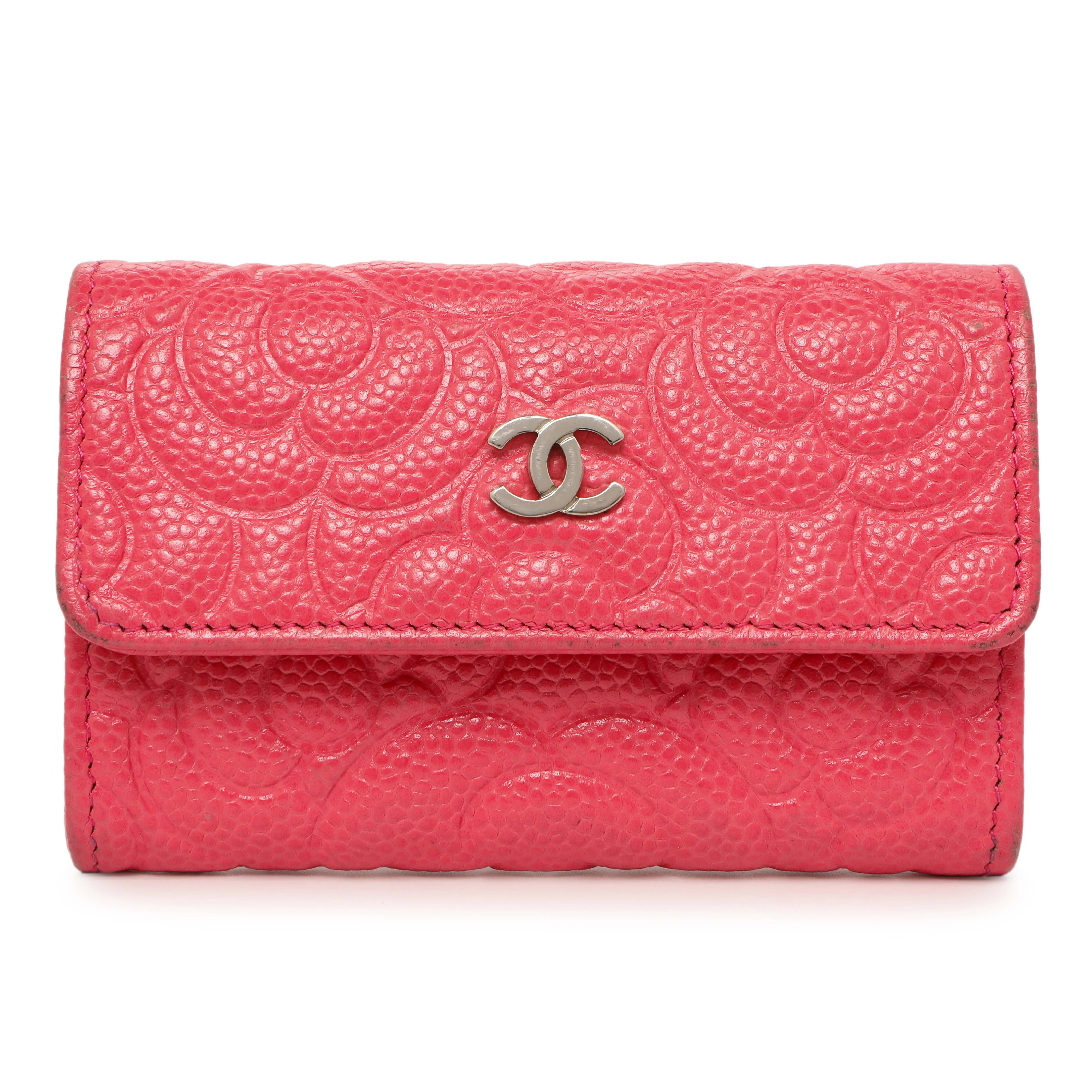 Chanel Pink Caviar Camellia Card Holder