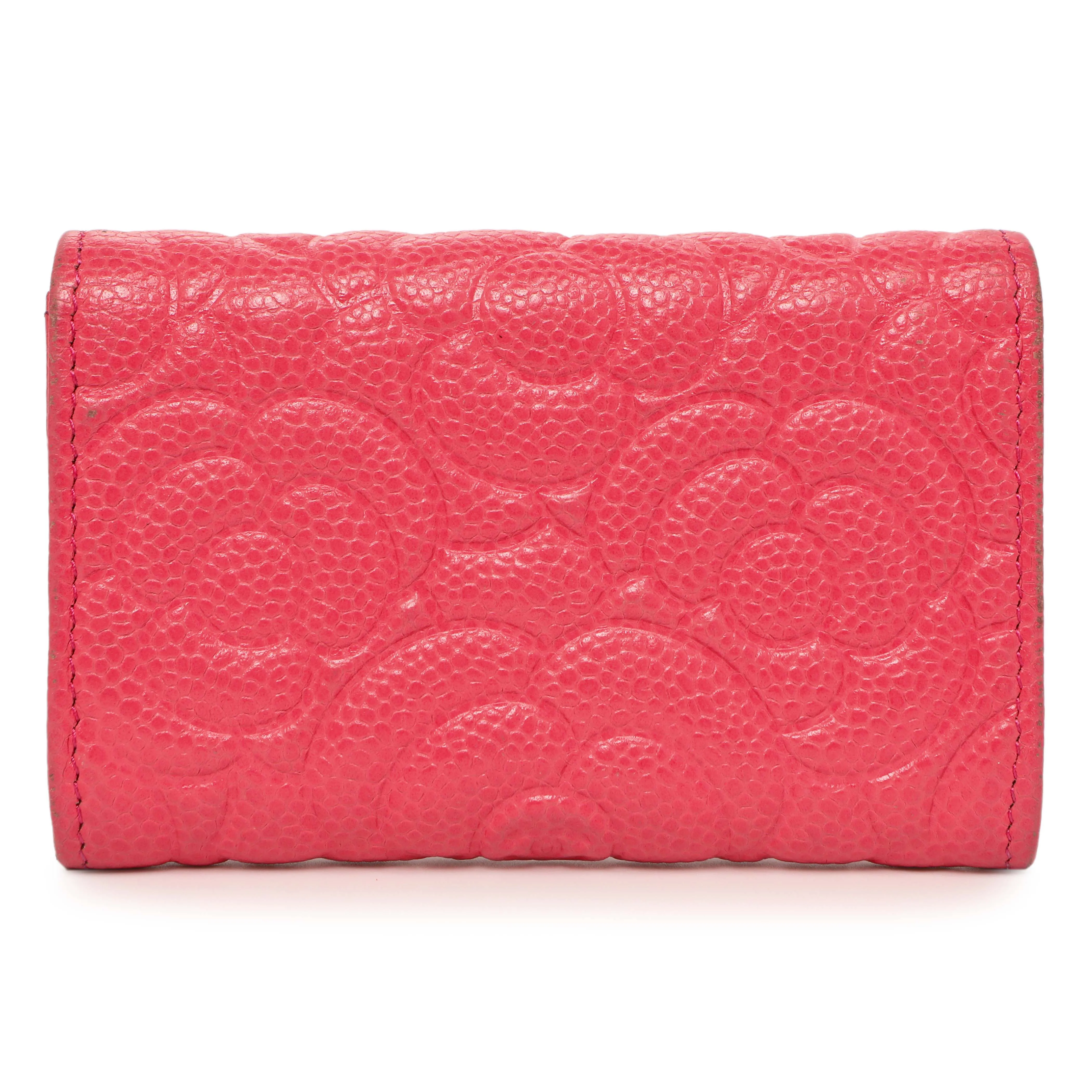Chanel Pink Caviar Camellia Card Holder