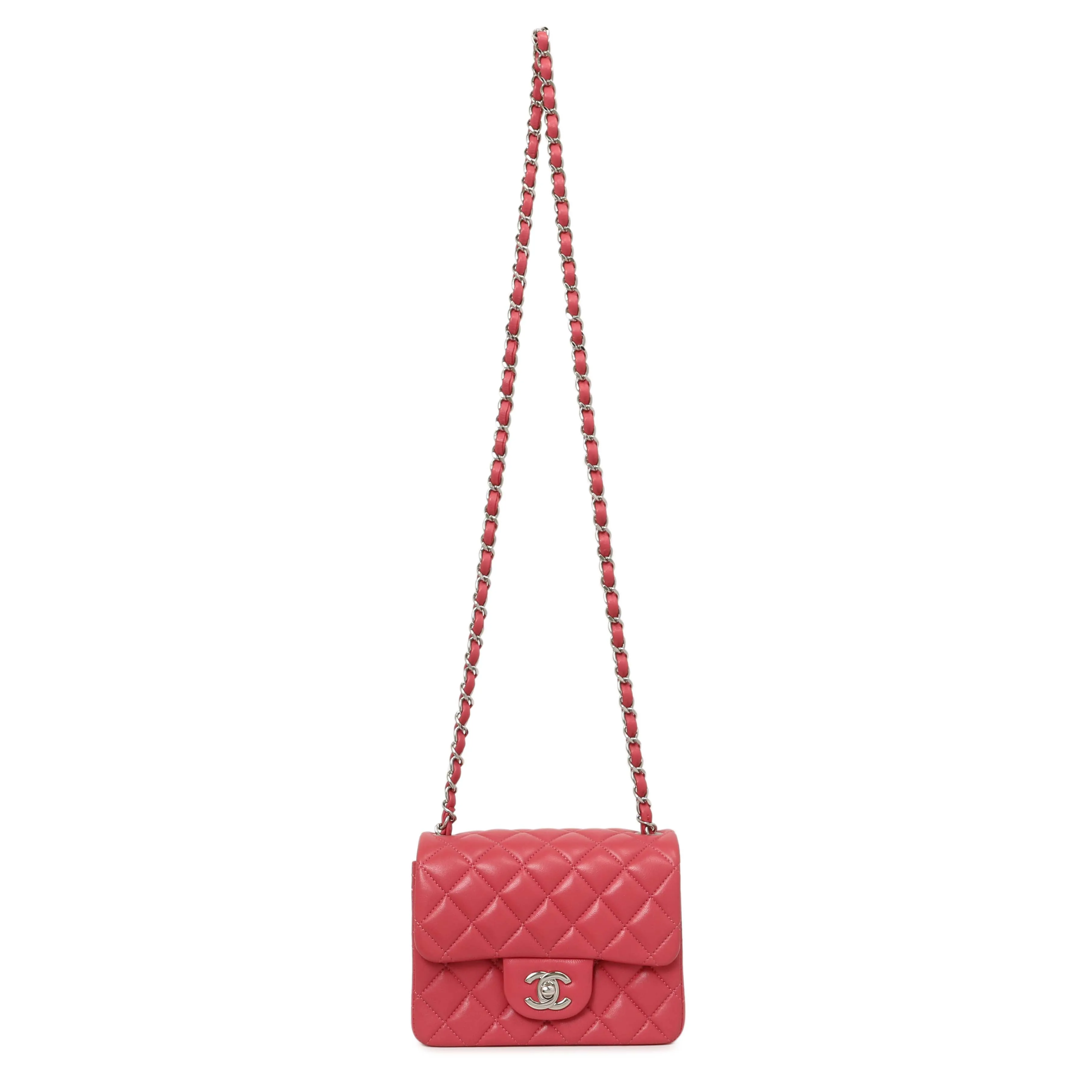 Chanel Pink Quilted Lambskin Mini Square Flap