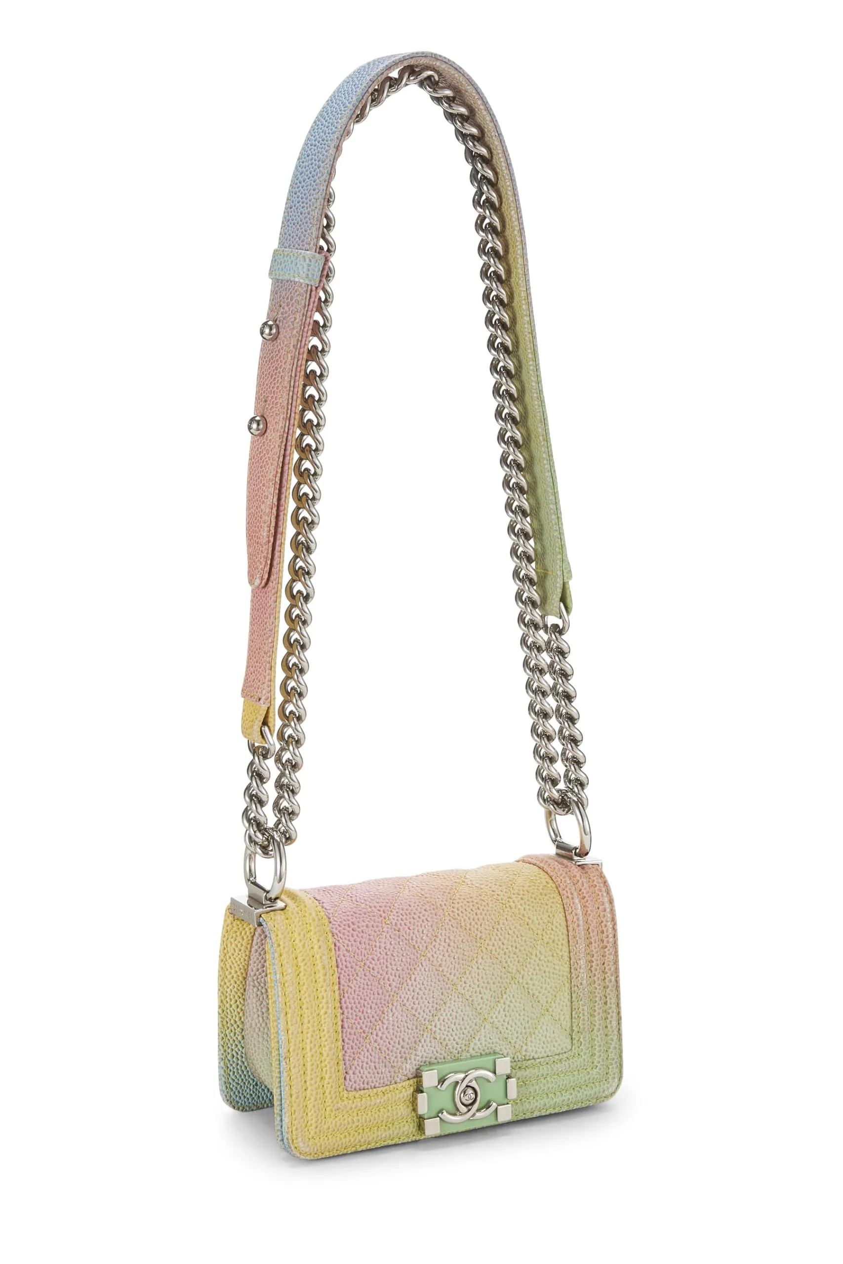Chanel, Pre-Loved Paris-Cuba Rainbow Quilted Caviar Boy Bag Mini, Multi