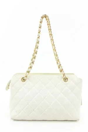 Chanel White Quilted Caviar Gold Chain Shoulder Bag 6ca516
