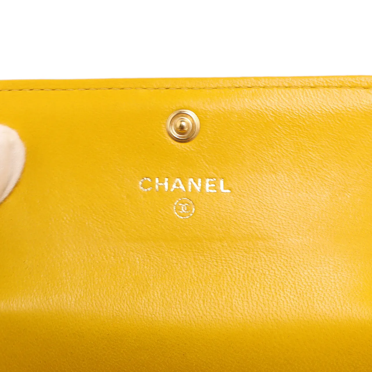 Chanel Yellow Quilted Lambskin Boy Flap Card Holder