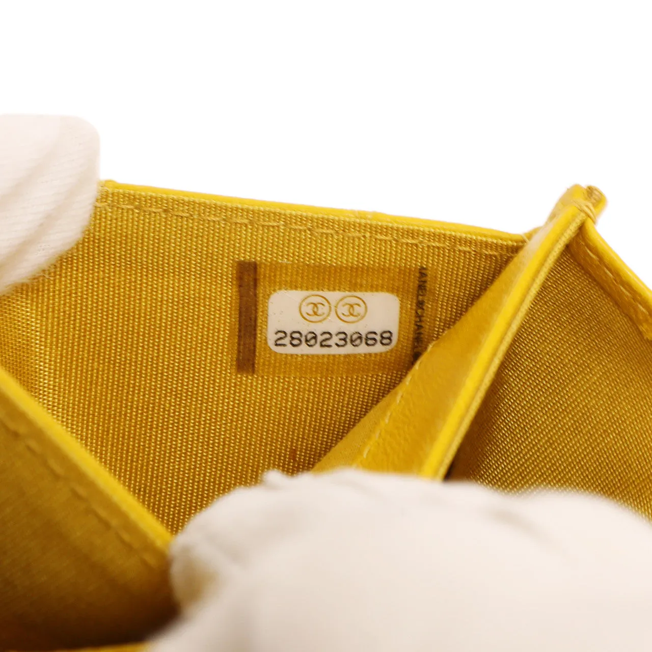 Chanel Yellow Quilted Lambskin Boy Flap Card Holder