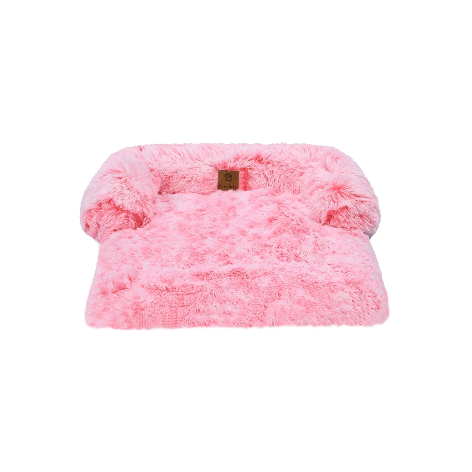 Charlie's Shaggy Faux Fur Bolster Sofa Protector Calming Dog Bed Ombre Pink XX-Large