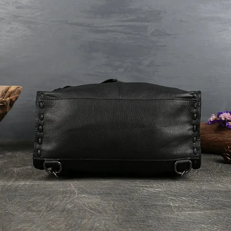 Cheyenne Leather Backpack Vintage Style Pack - Black/Brown - One Size