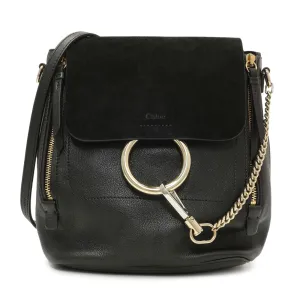 Chloe Black Suede Calfskin Small Faye Backpack