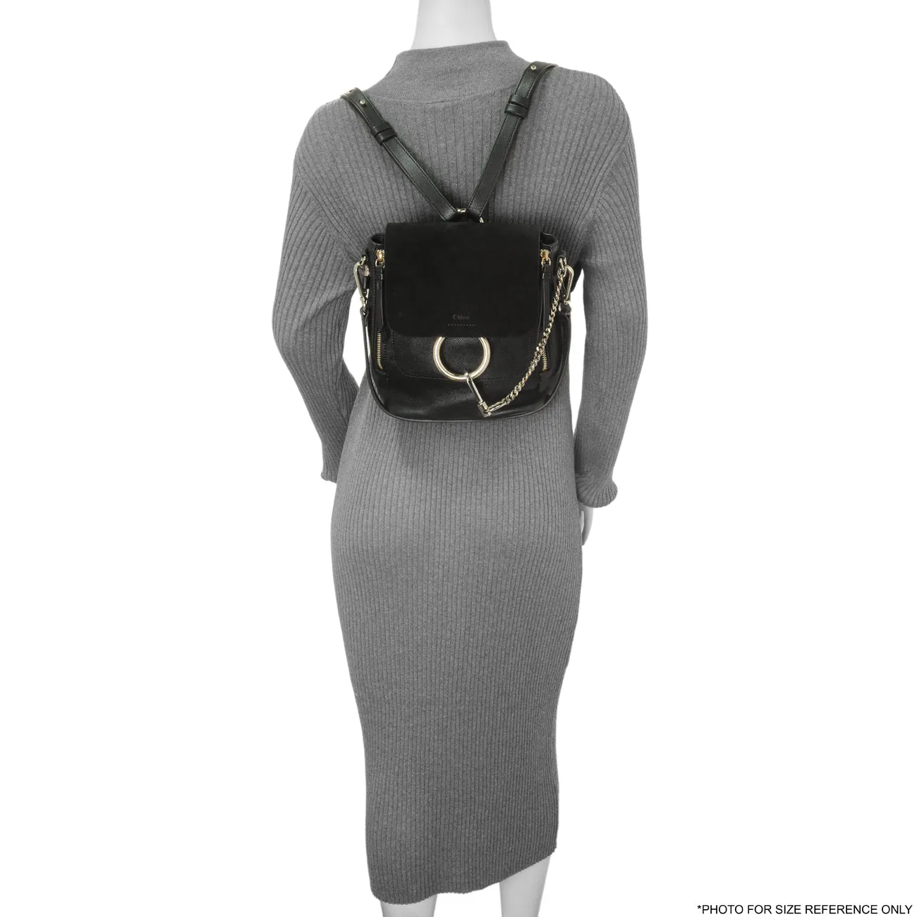 Chloe Black Suede Calfskin Small Faye Backpack