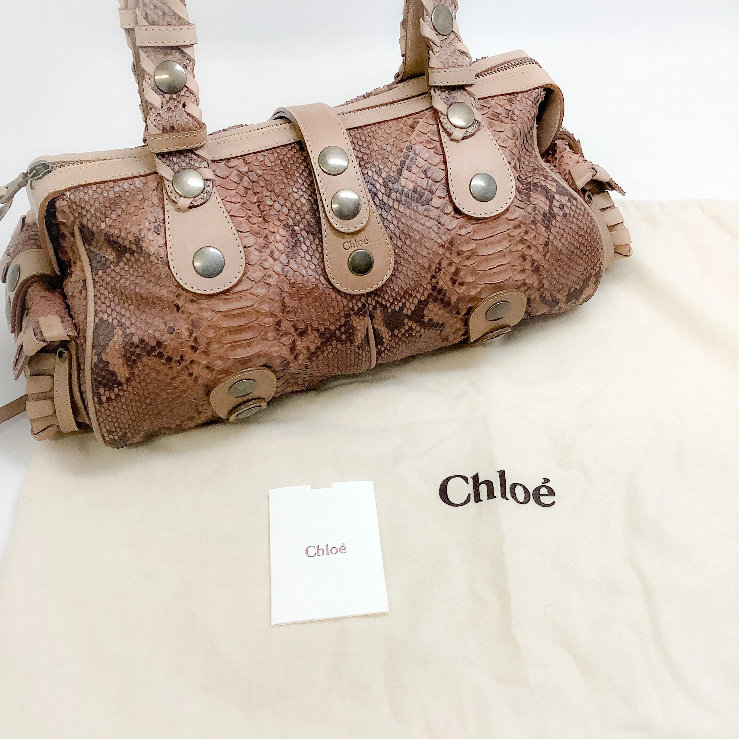 Chloe Brown Snake Silverado Shoulder Bag