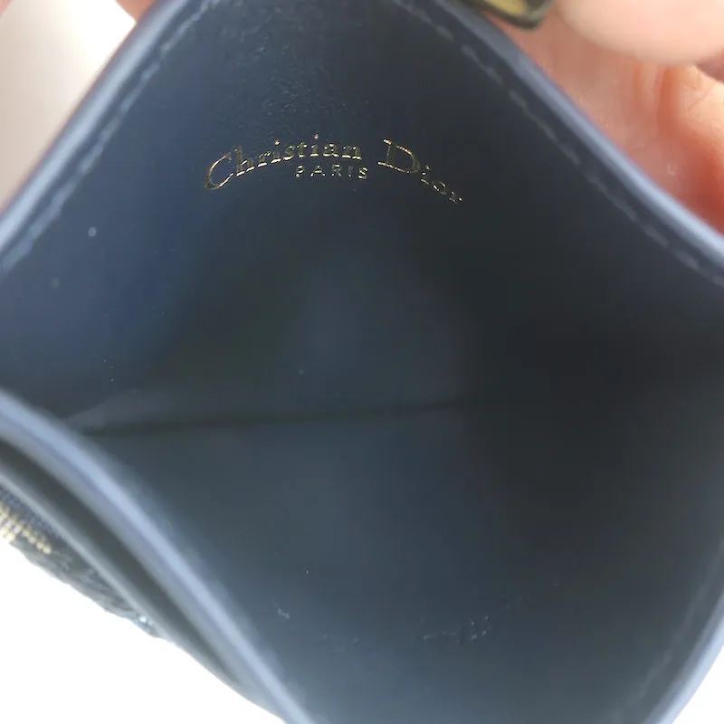 Christian Dior 30 Montaigne Freesia Card Holder Wallet Navy Oblique Jacquard
