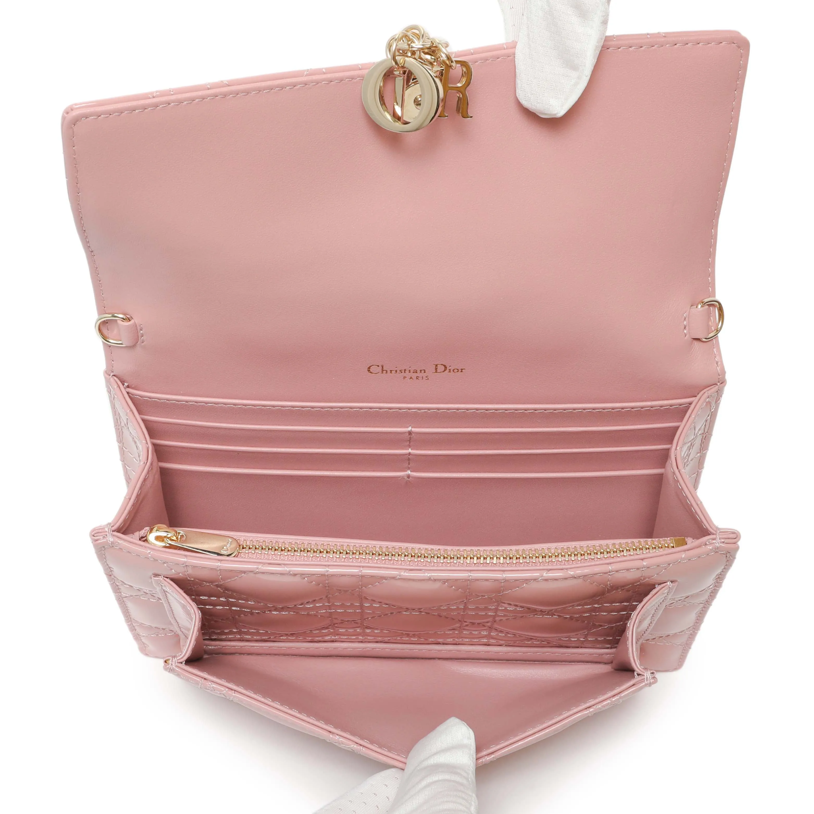 Christian Dior Dusty Pink Patent Cannage My Dior Daily Chain Pouch