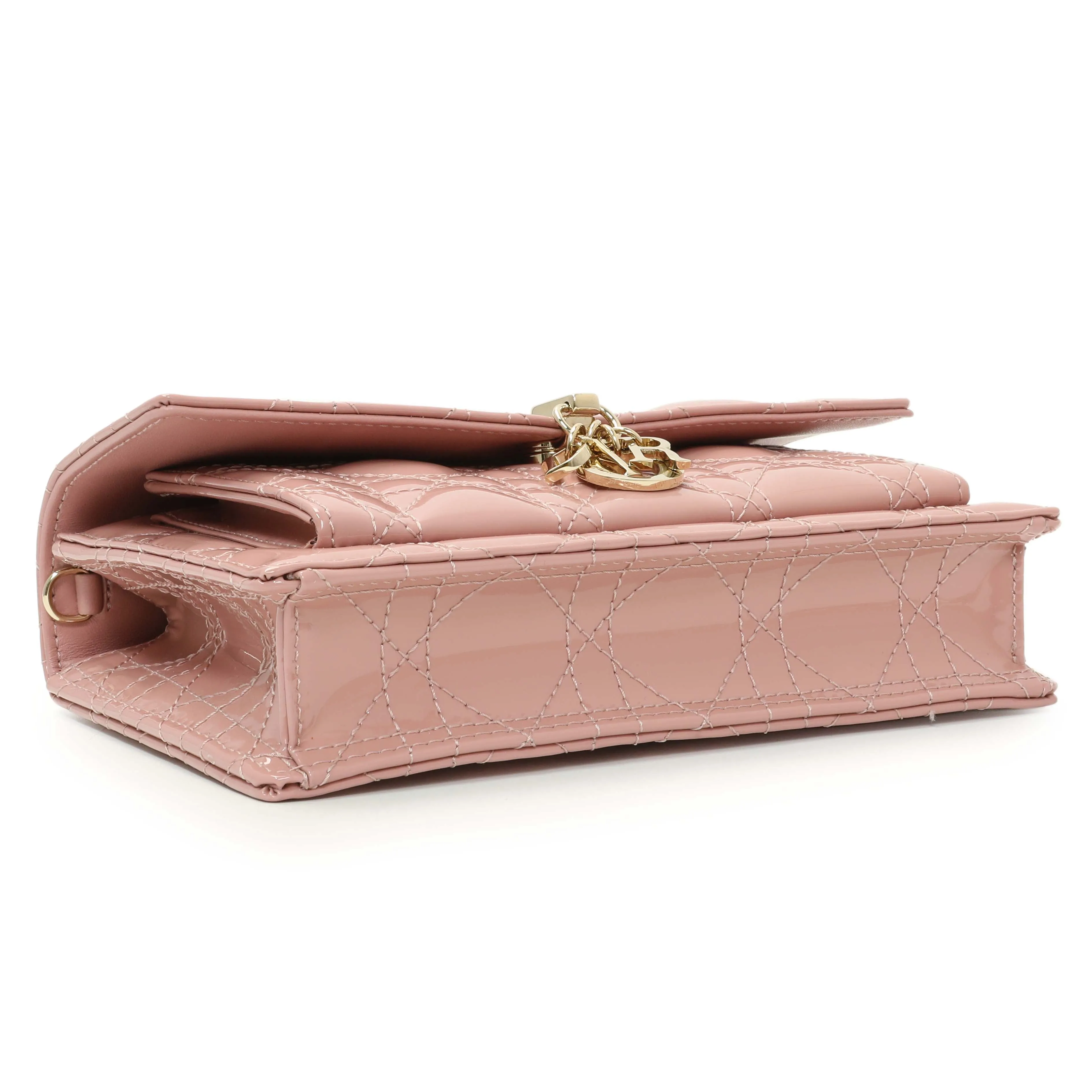 Christian Dior Dusty Pink Patent Cannage My Dior Daily Chain Pouch