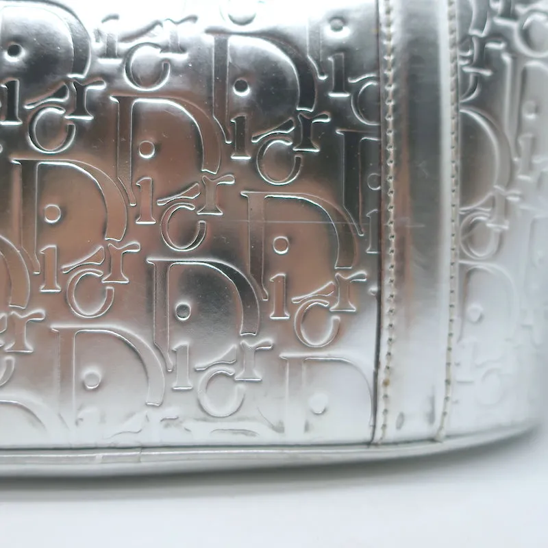 Christian Dior Metallic Oblique Tote Silver Leather Small Bag