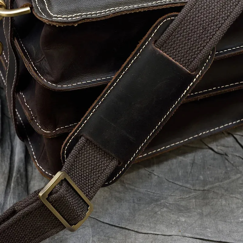 City Stride Multi-Layered Leather Backpack, Brown/Dark Brown, 14 inches