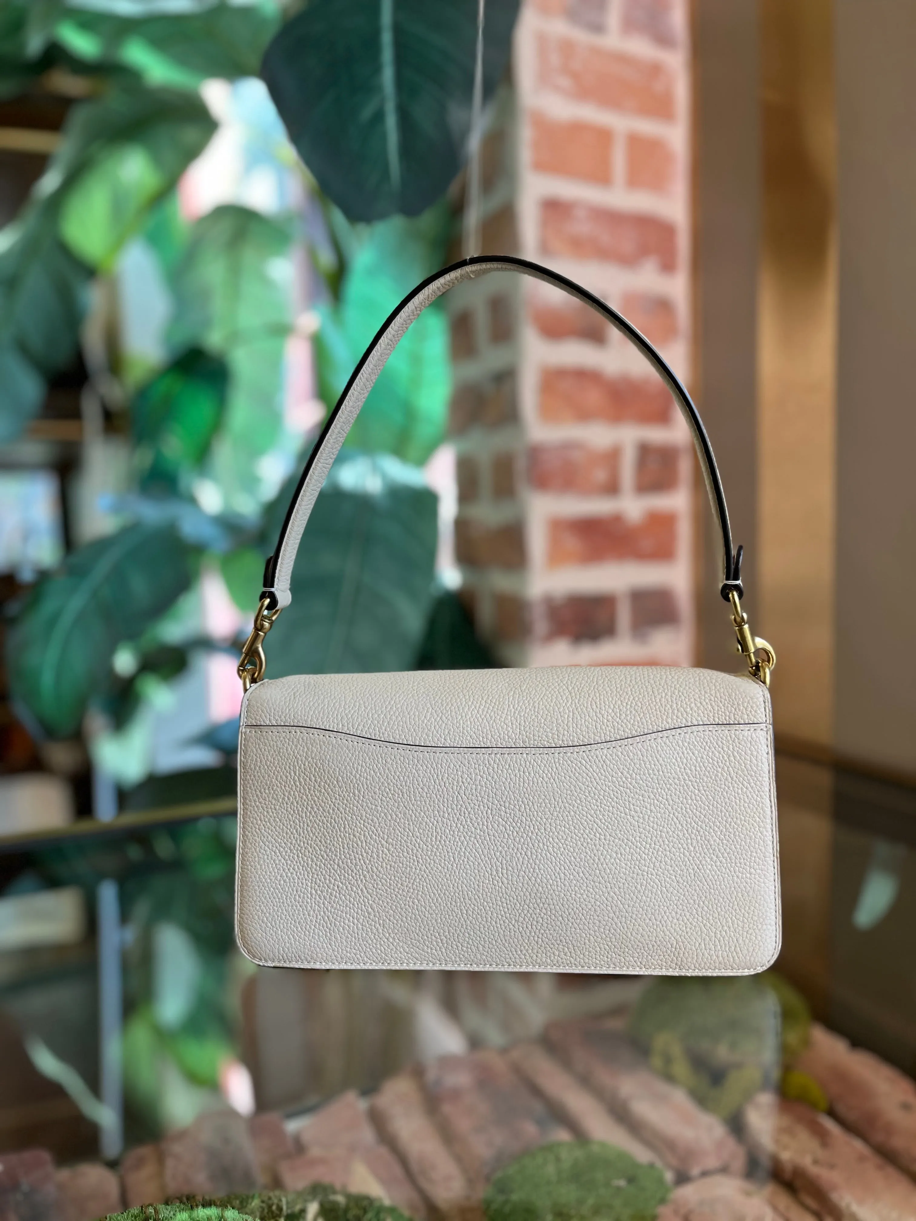 COACH Tabby 26 Ivory Taupe Colorblock Pebble Leather Shoulder Bag