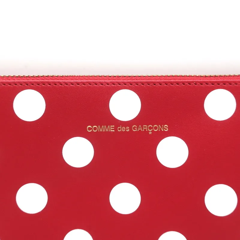 Comme des Garcons Polka Dot Pouch Red Leather Small Clutch Bag NEW