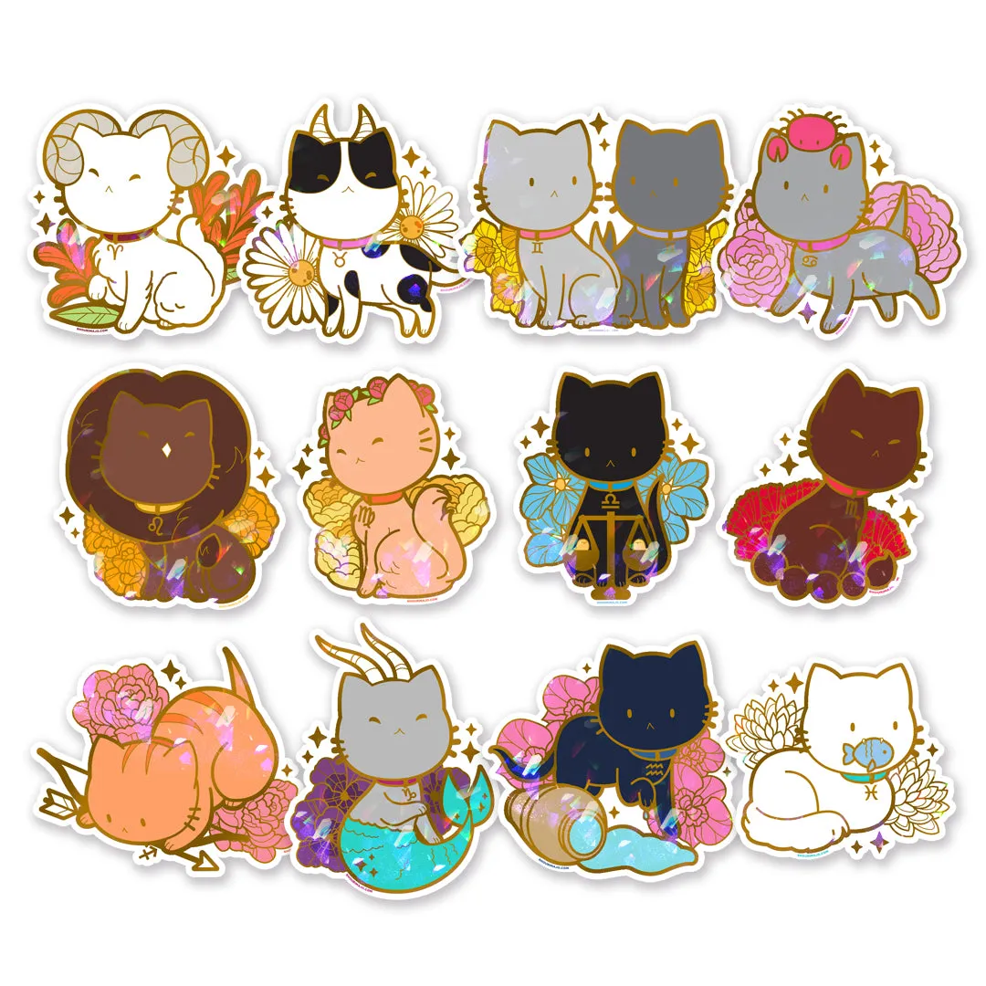 Cosmeek Zodiac Kitties Sparkly Stickers