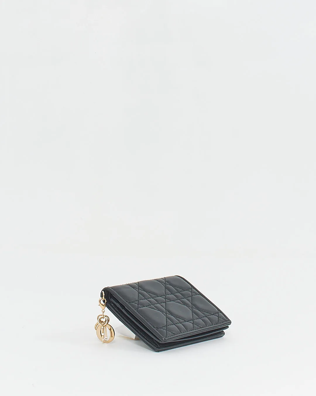 Dior Black Calfskin Cannage Mini Lady Dior Wallet