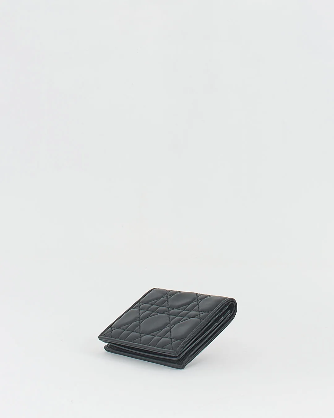Dior Black Calfskin Cannage Mini Lady Dior Wallet