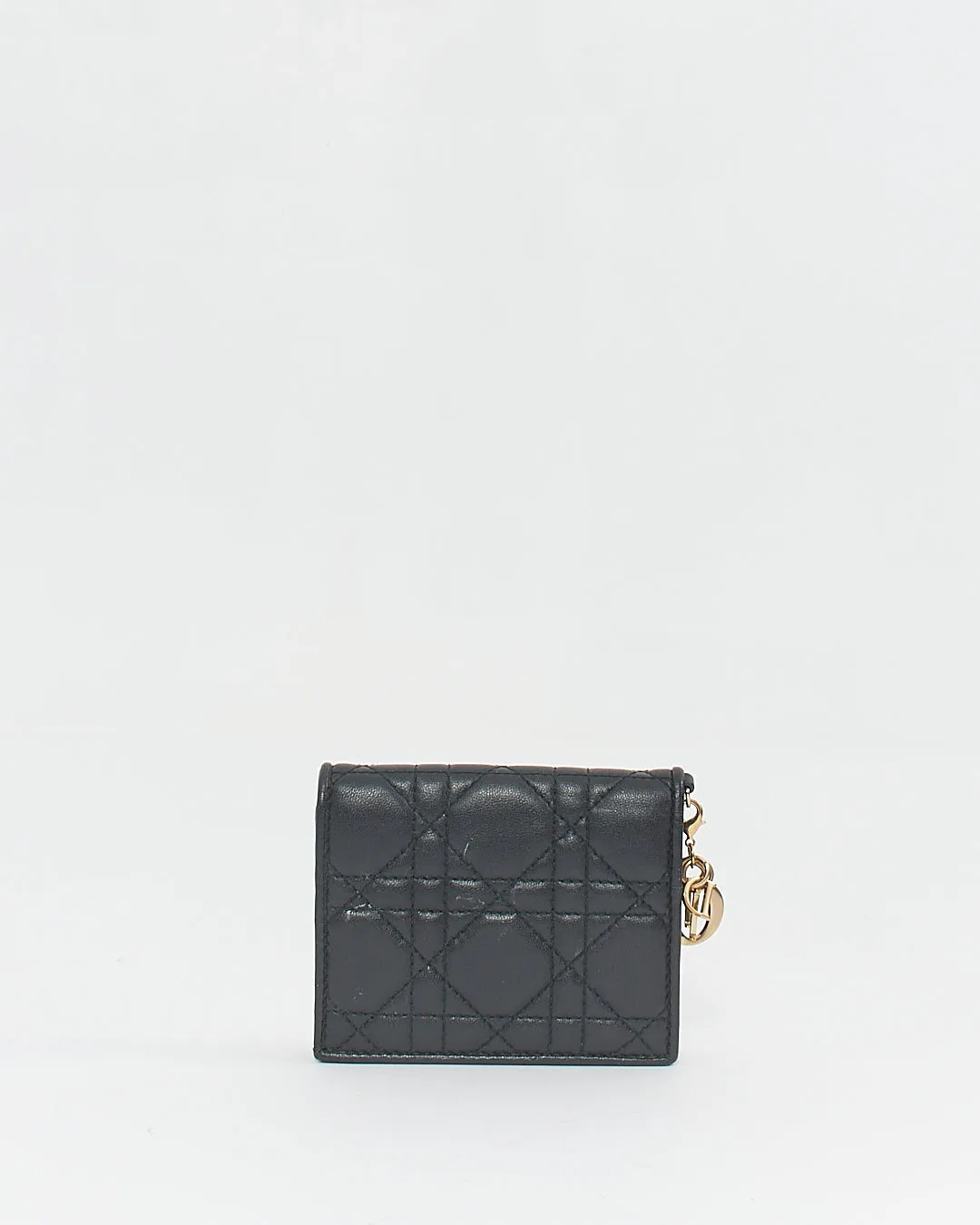 Dior Black Calfskin Cannage Mini Lady Dior Wallet