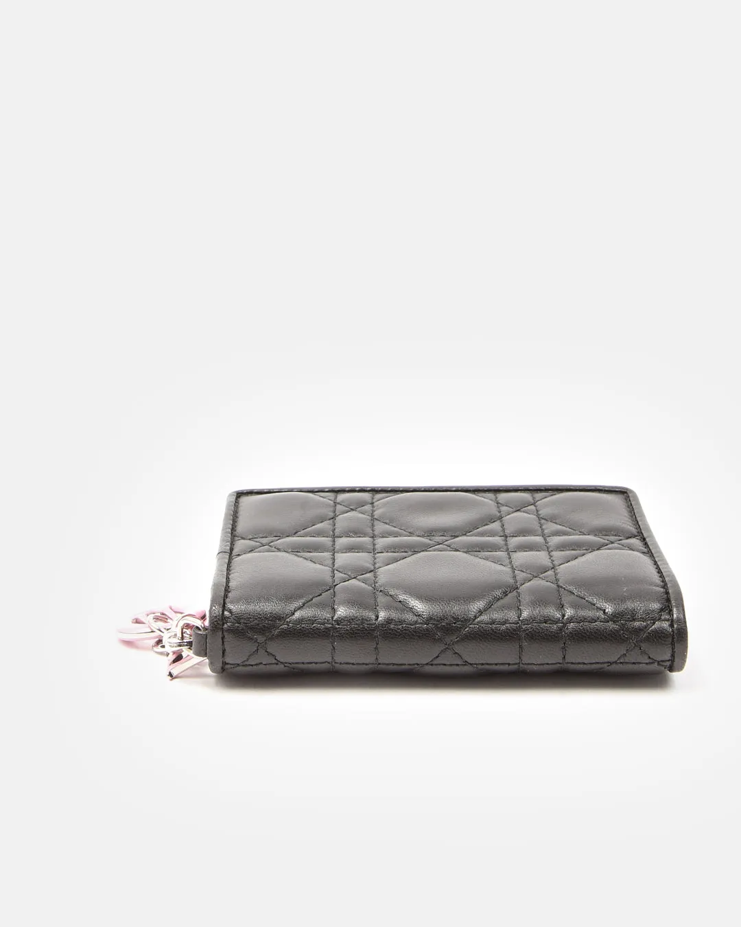 Dior Black/Pink Leather Cannage Lady Dior Mini Wallet