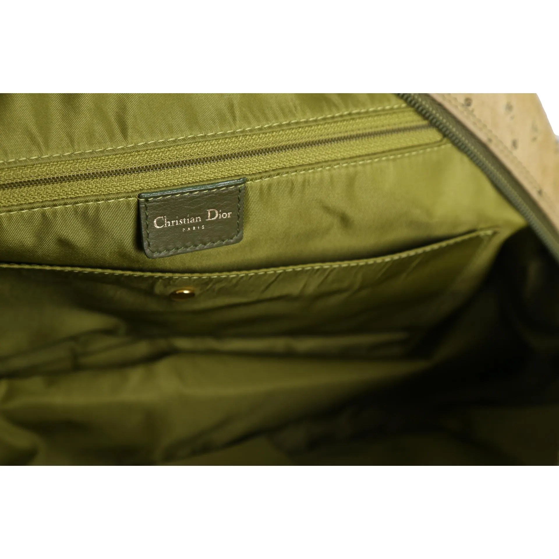 Dior Green Ostrich Top Handle Bag