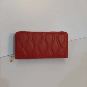 Double Zip Leather Wallet - Maroon - W13