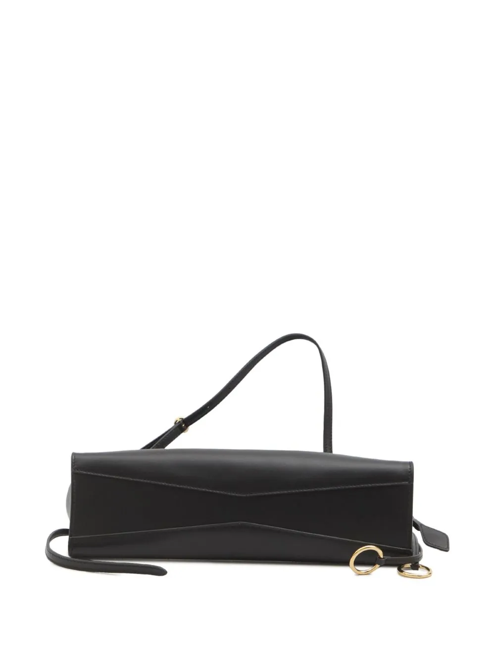 East west medium leather shoulder bag